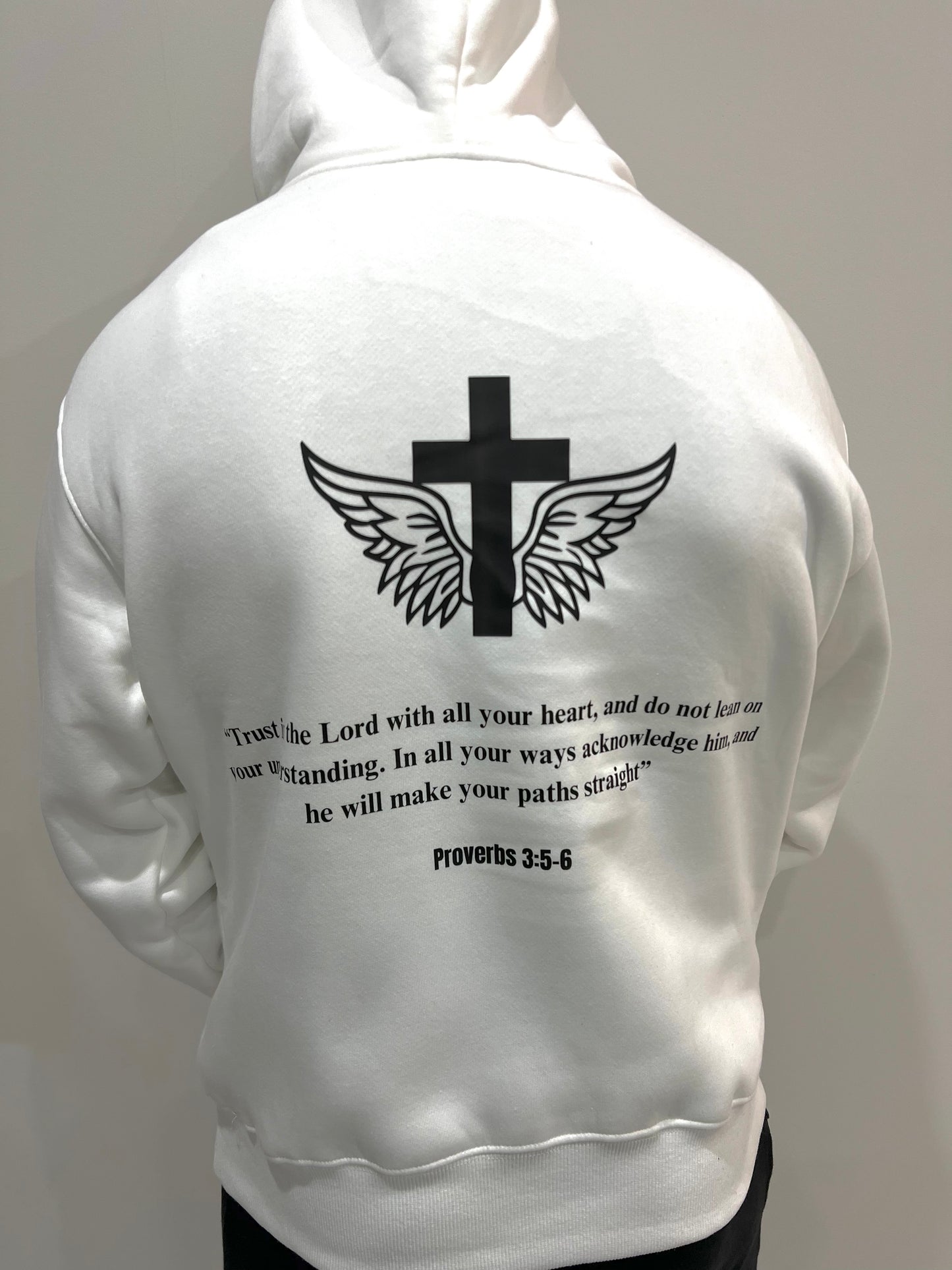 PROVERBS 3:5-6 WHITE HOODIE