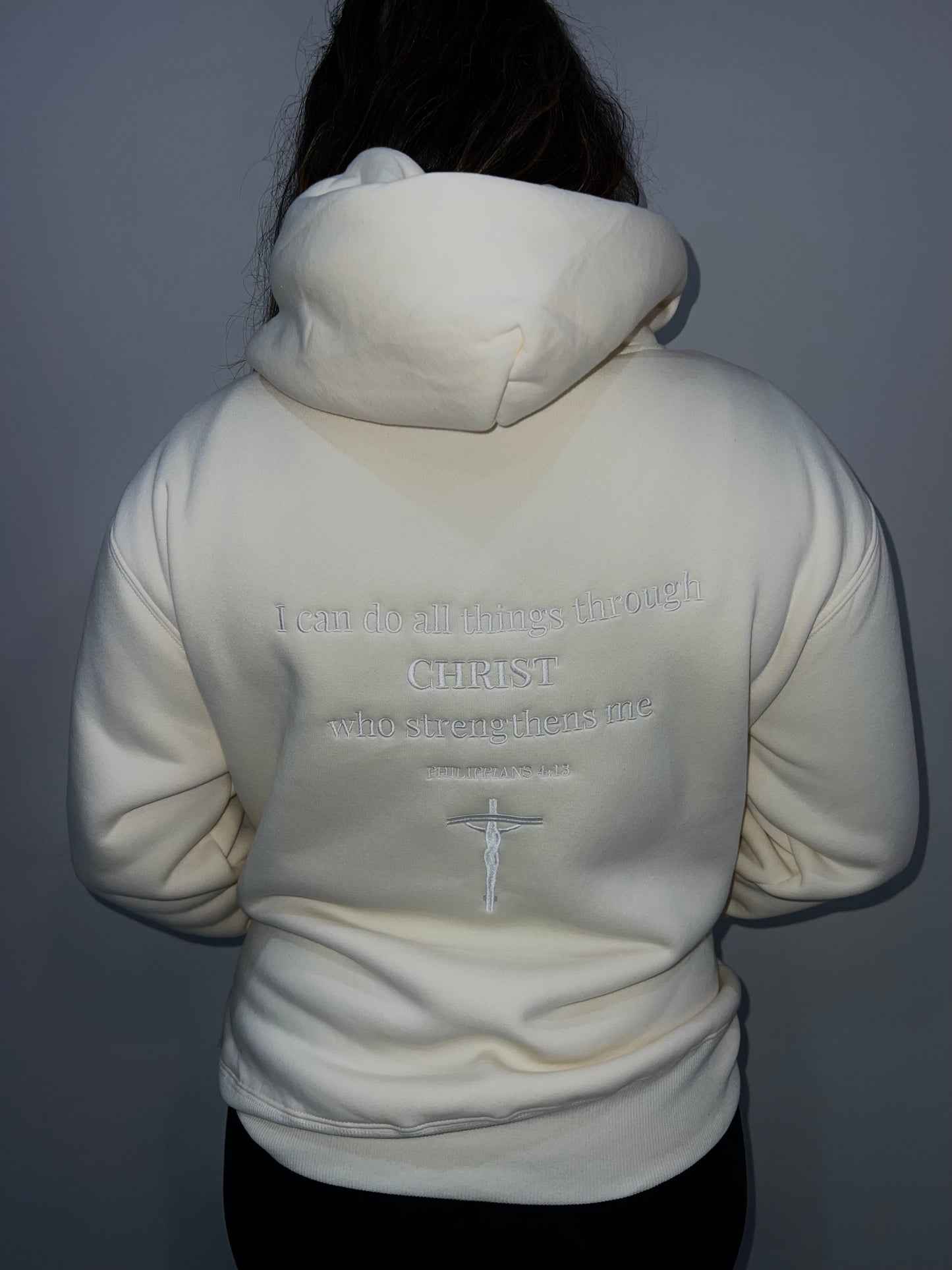 PHILIPPIANS 4:13 BEIGE HOODIE
