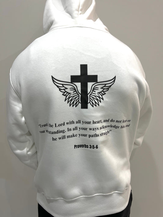PROVERBS 3:5-6 WHITE HOODIE
