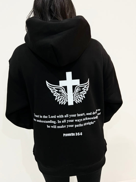 PROVERBS 3:5-6 BLACK HOODIE