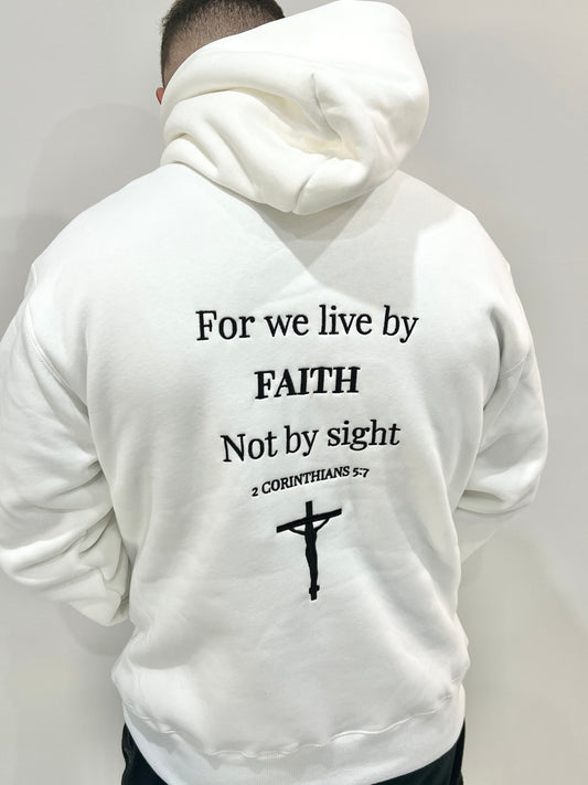 2 CORINTHIANS 5:7 WHITE HOODIE