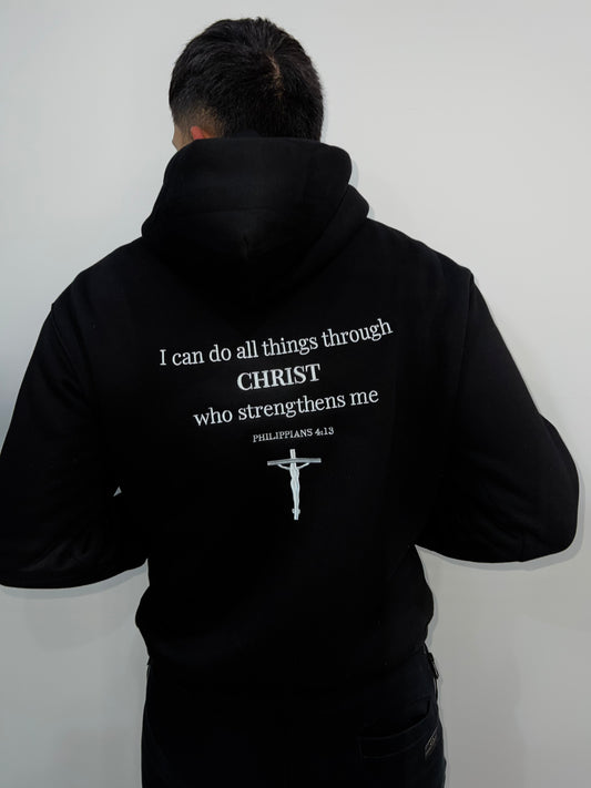 PHILIPPIANS 4:13 BLACK HOODIE