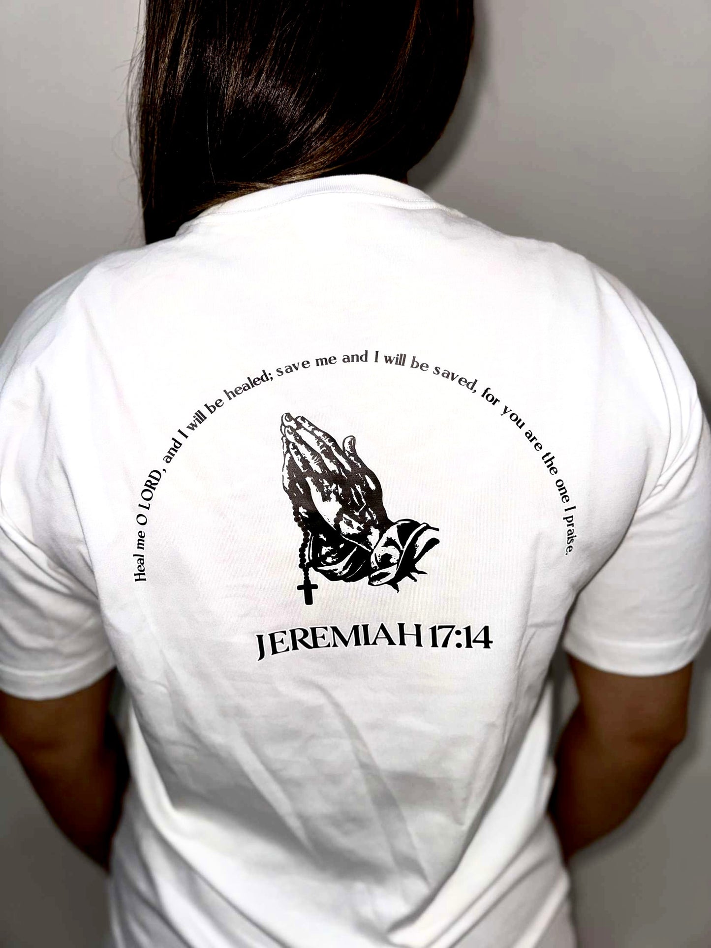 WHITE JEREMIAH 17:14 T-SHIRT