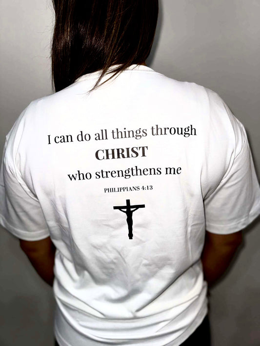 WHITE PHILIPPIANS 4:13 T-SHIRT